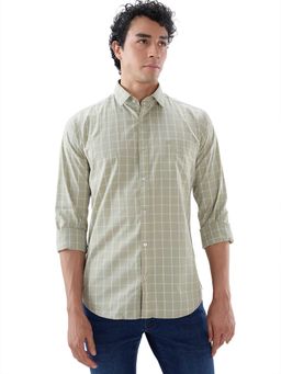 Raymond - Slim Fit Checkered Medium Olive Shirt