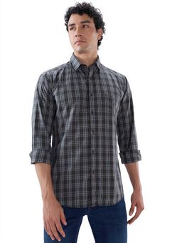 Raymond - Slim Fit Checkered Grey Shirt