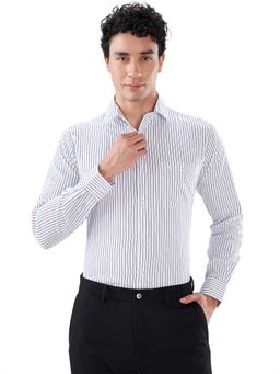 Raymond - Slim Fit Striped White Shirt