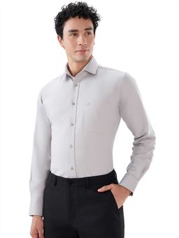 Raymond - Slim Fit Solid Medium Grey Shirt