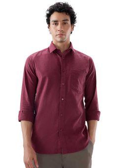Raymond - Slim Fit Solid Dark Red Shirt