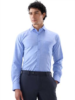 Raymond - Slim Fit Textured Medium Blue Shirt