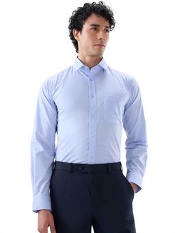 Raymond - Slim Fit Textured Medium Blue Shirt