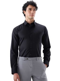 Raymond - Slim Fit Solid Black Shirt