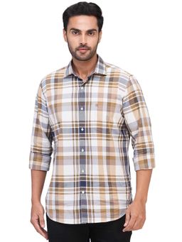 Raymond - Regular Fit Checkered Medium Brown Shirt