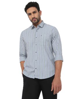 Raymond - Regular Fit Striped Medium Grey Shirt