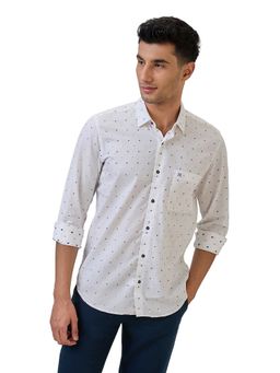 Raymond - Regular Fit Polka Dots White Shirt