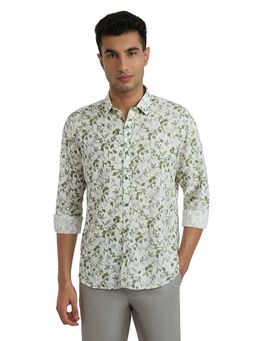 Raymond - Regular Fit Floral Print Medium Green Shirt
