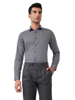 Raymond - Regular Fit Printed Dark Blue Shirt