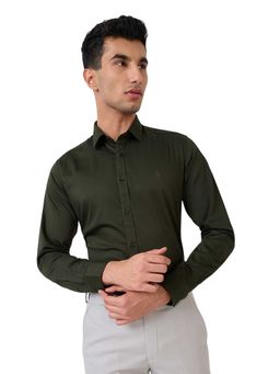 Raymond - Regular Fit Solid Dark Green Shirt