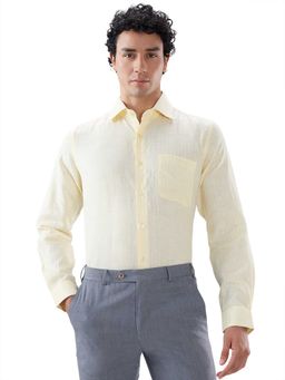 Raymond - Regular Fit Striped Medium Yellow Shirt