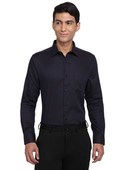 Raymond - Regular Fit Structure Navy Blue Shirt