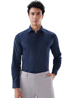 Raymond - Regular Fit Printed Navy Blue Shirt