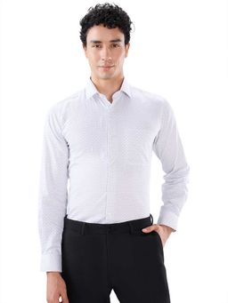 Raymond - Regular Fit Printed White Shirt