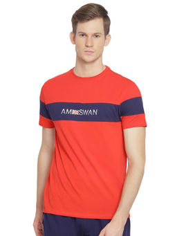 AM SWAN - Mens Solid Fiery Coral- Astral Aura T-shirt