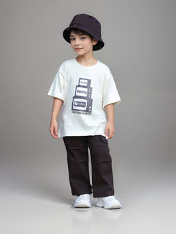 MASHUP - Yellow Chill Vibes Printed T-Shirt with Baggy Pants and Cap (Set of 3)