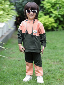 MASHUP - Orange and Green Happy Vibes Hooded Co-Ord