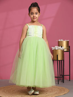 Toy Balloon Kids - Parrot Green Girls Party Wear Gown