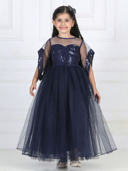 Toy Balloon Kids - Navy Blue Girls Party Wear Gown