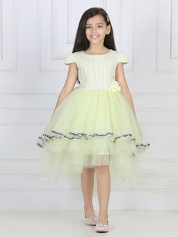 Toy Balloon Kids - Green Hi Low Girls Party Wear Dress