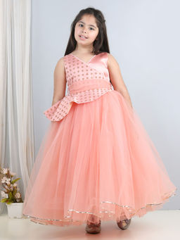 Toy Balloon Kids - Peach Girls Party Wear Gown