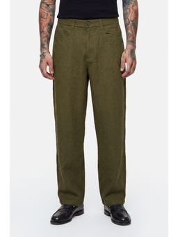 Snitch - Olive Solid Relaxed Chinos for Men