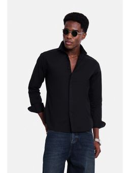 Snitch - Black Solid Full Sleeves Slim Festive Shirt for Men