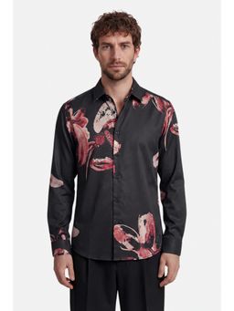 Snitch - Black Printed Full Sleeves Slim Casual Shirt for Men