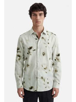 Snitch - Sage Green Abstract Full Sleeves Slim Formal Shirt for Men