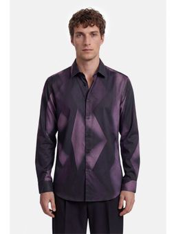 Snitch - Purple Geometric Full Sleeves Slim Formal Shirt for Men