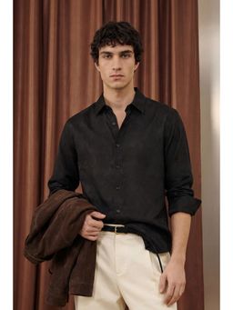 Snitch - Black Jacquard Full Sleeves Slim Festive Shirt for Men