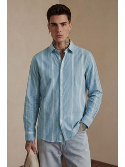 Snitch - Light Blue Stripes Full Sleeves Slim Formal Shirt for Men