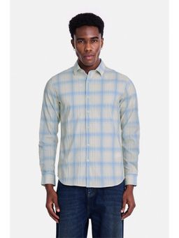 Snitch - Cream Checks Full Sleeves Slim Casual Shirt for Men