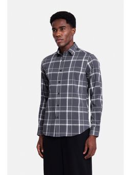 Snitch - Dark Grey Checks Full Sleeves Slim Casual Shirt for Men