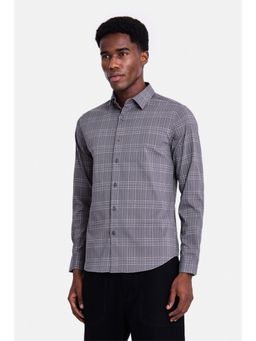 Snitch - Dark Grey Checks Full Sleeves Slim Casual Shirt for Men