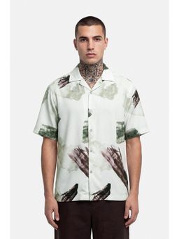 Snitch - Mint Abstract Half Sleeves Oversized Shirt for Men