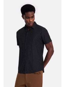 Snitch - Black Stripes Half Sleeves Regular Casual Shirt for Men