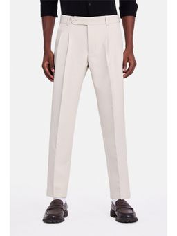 Snitch - Beige Solid Regular Formal Trouser for Men