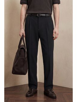 Snitch - Black Solid Regular Formal Trouser for Men