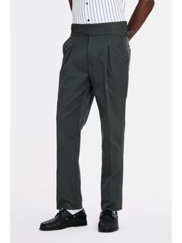 Snitch - Charcoal Grey Solid Tapered Formal Trouser for Men