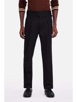 Snitch - Black Solid Regular Formal Trouser for Men