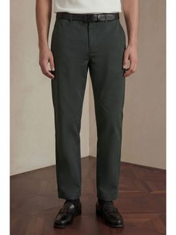 Snitch - Dark Green Washed Regular Casual Trouser for Men