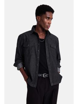 Snitch - Black Denim Full Sleeves Regular Casual Shirt for Men