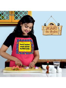 Indigifts - Mothers Day Gift Mummy Da Dhaba Wall Hanging And Pink Kitchen Apron