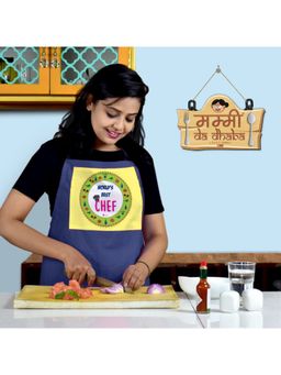 Indigifts - Mummy Da Dhaba Wall Hanging and Blue Apron Coat