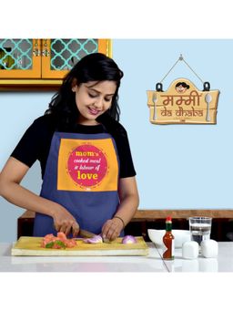 Indigifts - Mummy Da Dhaba Wall Hanging and Blue Kitchen Apron