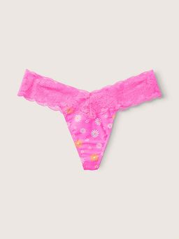 Victoria's Secret - Women Pink Lace Trim Thong Panty