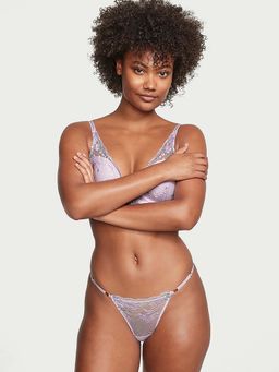 Victoria's Secret - Women Lavender Love Cloud Lace Adjustable String Thong Panty (S)
