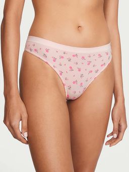 Victoria's Secret - Women Pink Floral Seamless Waffle Thong Panty (S)