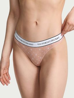 Victoria's Secret - Women Nude Printed Cotton Thong Panty (XS)